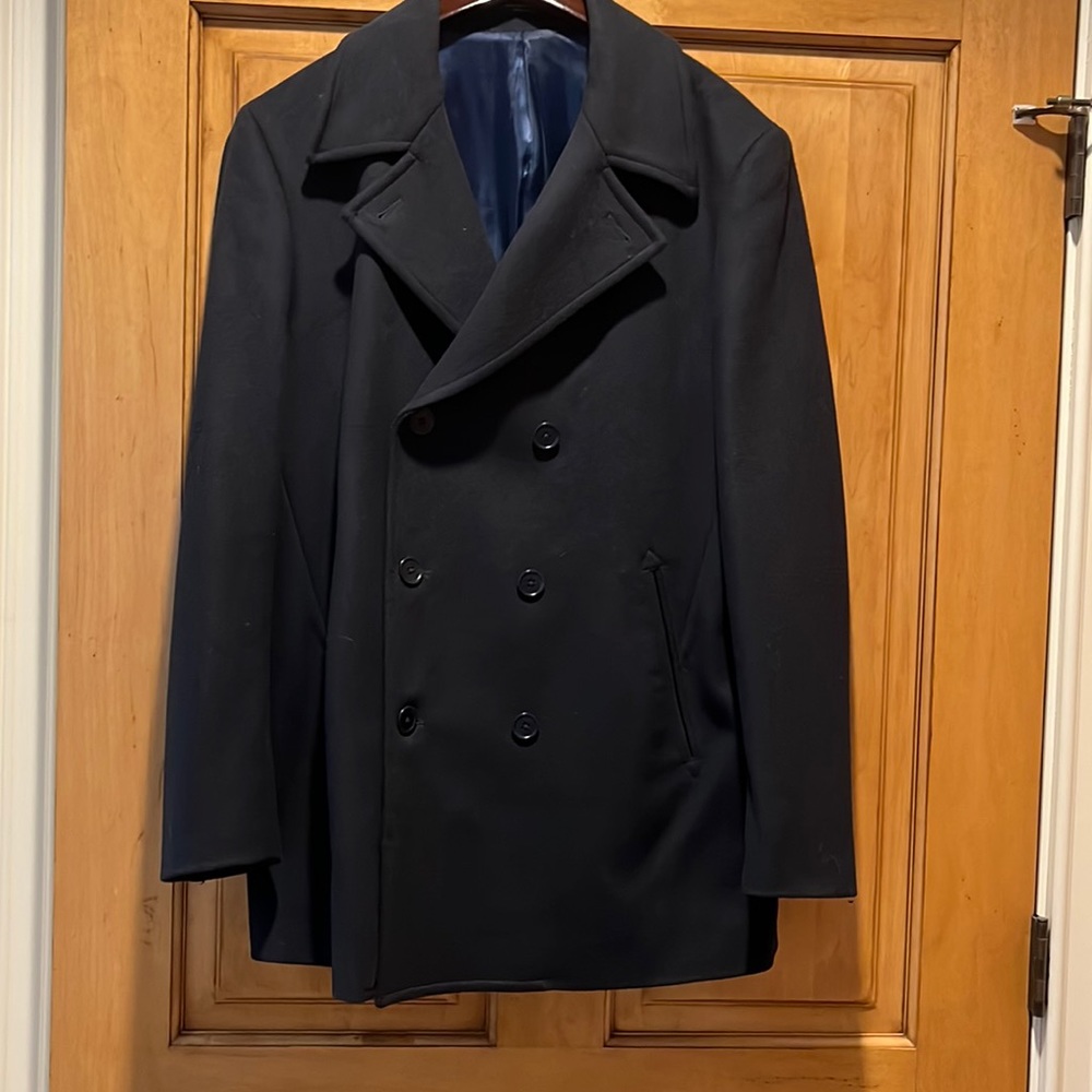 Men’s John Varvatos Navy Wool/Cashmere Pea Coat *